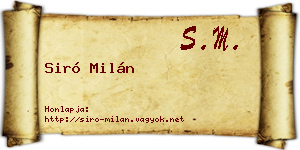Siró Milán névjegykártya